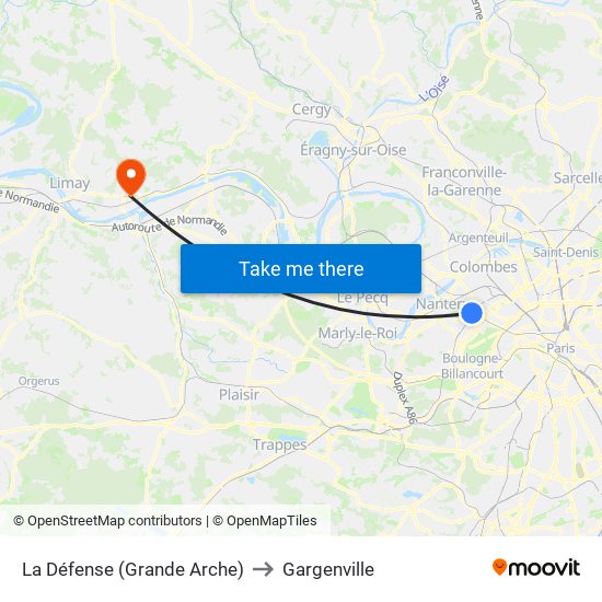 La Défense (Grande Arche) to Gargenville map