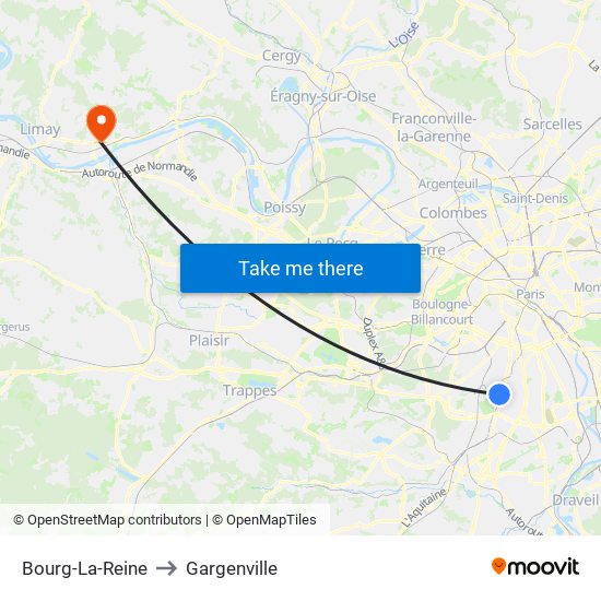 Bourg-La-Reine to Gargenville map