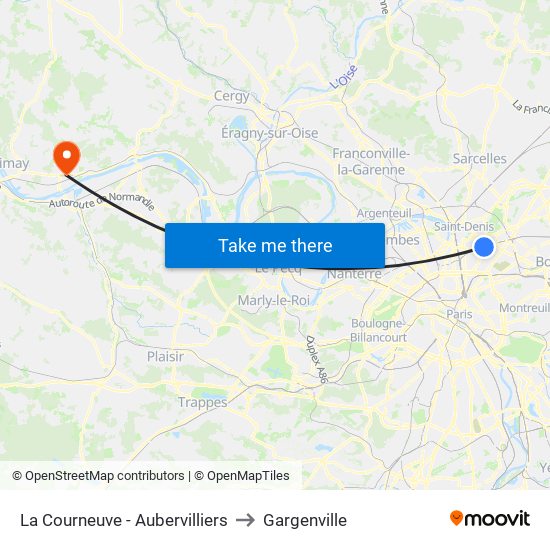 La Courneuve - Aubervilliers to Gargenville map