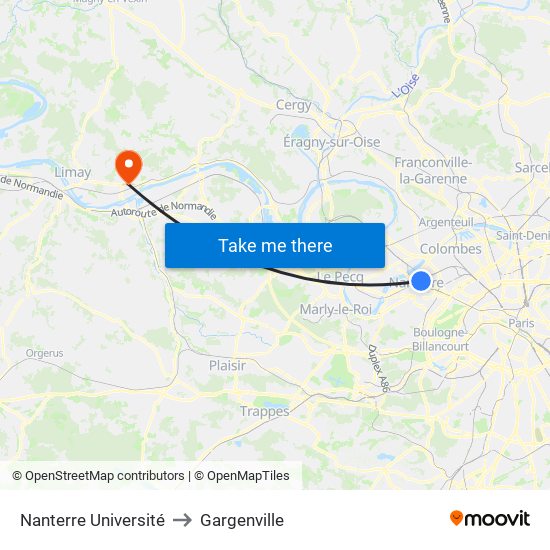 Nanterre Université to Gargenville map