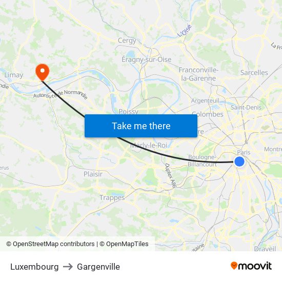 Luxembourg to Gargenville map