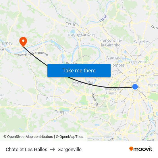 Châtelet Les Halles to Gargenville map