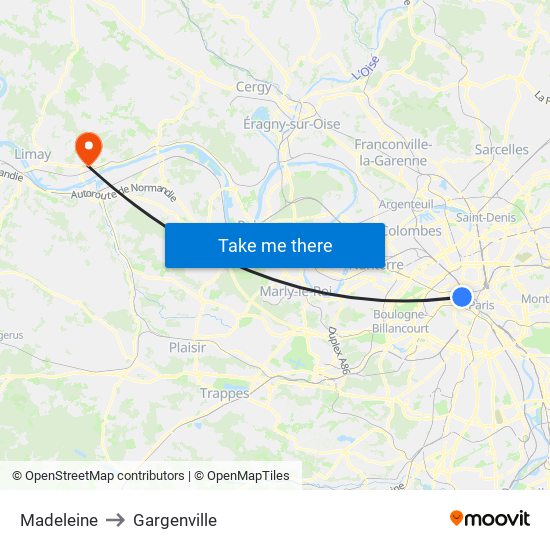 Madeleine to Gargenville map