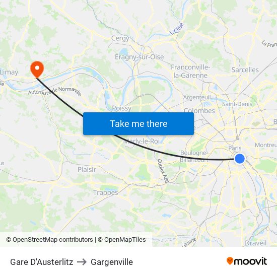 Gare D'Austerlitz to Gargenville map