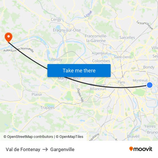 Val de Fontenay to Gargenville map