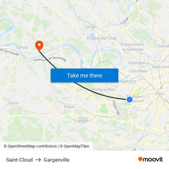 Saint-Cloud to Gargenville map