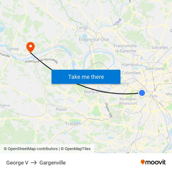 George V to Gargenville map