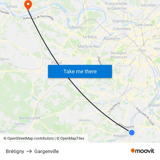 Brétigny to Gargenville map