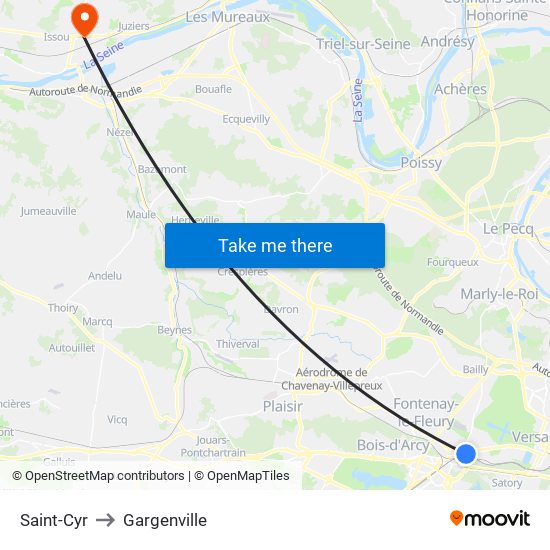 Saint-Cyr to Gargenville map