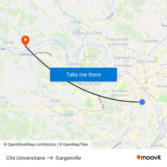 Cité Universitaire to Gargenville map