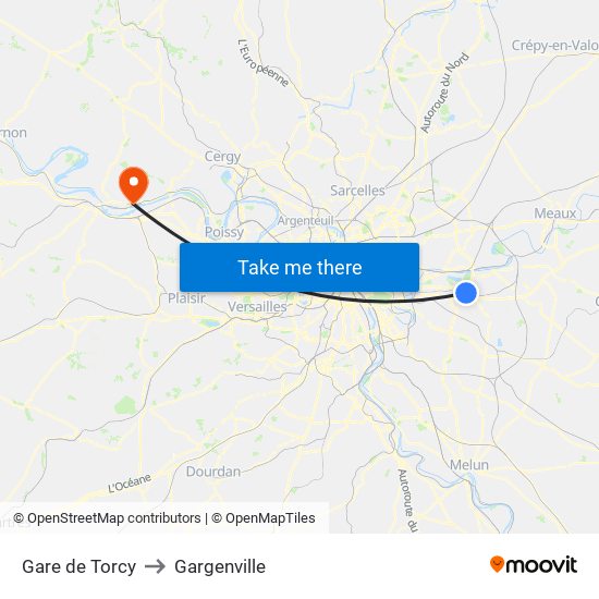 Gare de Torcy to Gargenville map