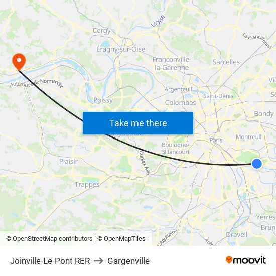 Joinville-Le-Pont RER to Gargenville map