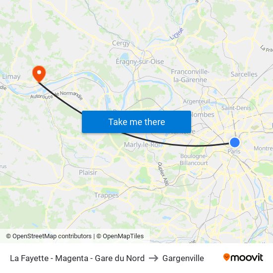 La Fayette - Magenta - Gare du Nord to Gargenville map