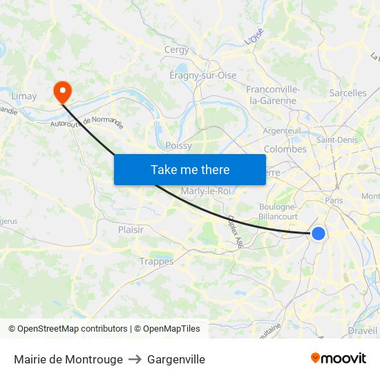 Mairie de Montrouge to Gargenville map
