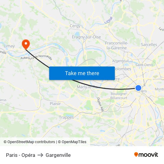 Paris - Opéra to Gargenville map