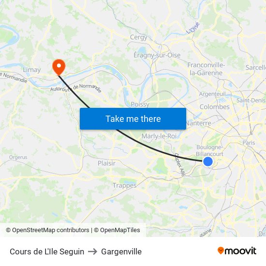 Cours de L'Ile Seguin to Gargenville map