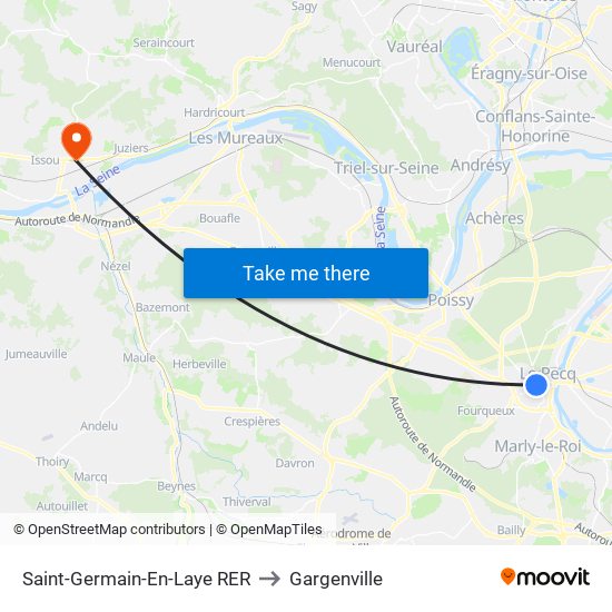 Saint-Germain-En-Laye RER to Gargenville map