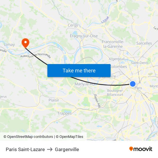 Paris Saint-Lazare to Gargenville map