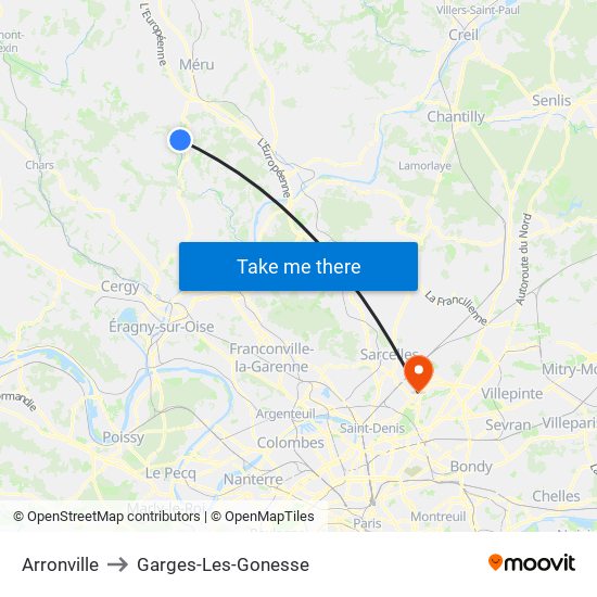 Arronville to Garges-Les-Gonesse map