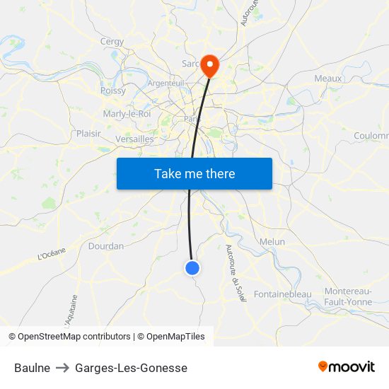 Baulne to Garges-Les-Gonesse map