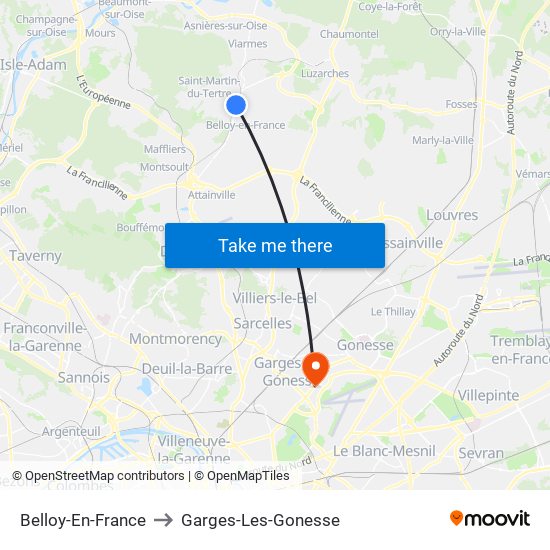 Belloy-En-France to Garges-Les-Gonesse map