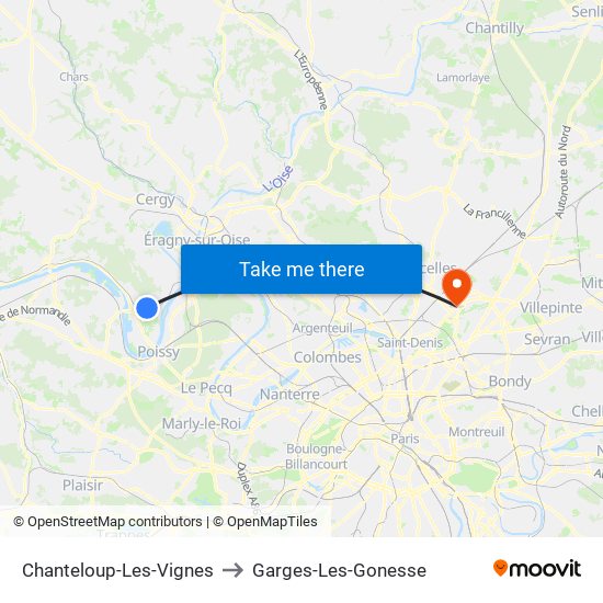 Chanteloup-Les-Vignes to Garges-Les-Gonesse map