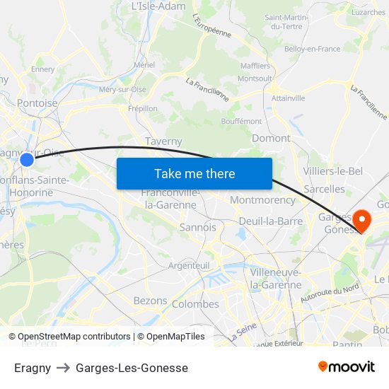 Eragny to Garges-Les-Gonesse map