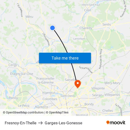 Fresnoy-En-Thelle to Garges-Les-Gonesse map