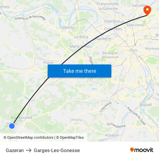 Gazeran to Garges-Les-Gonesse map