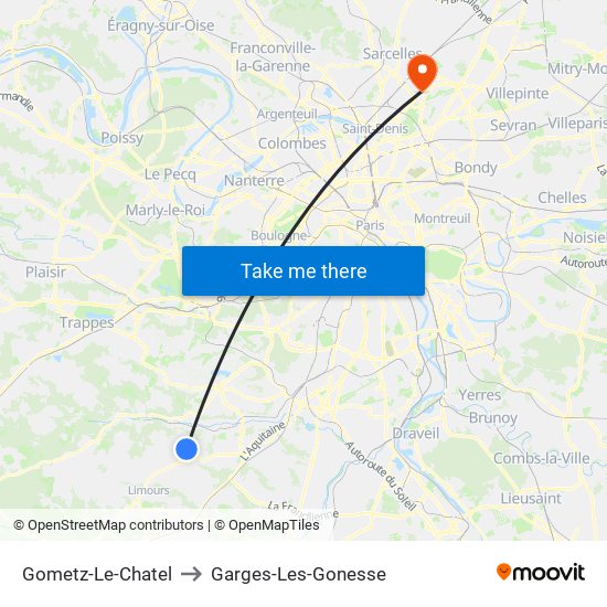 Gometz-Le-Chatel to Garges-Les-Gonesse map