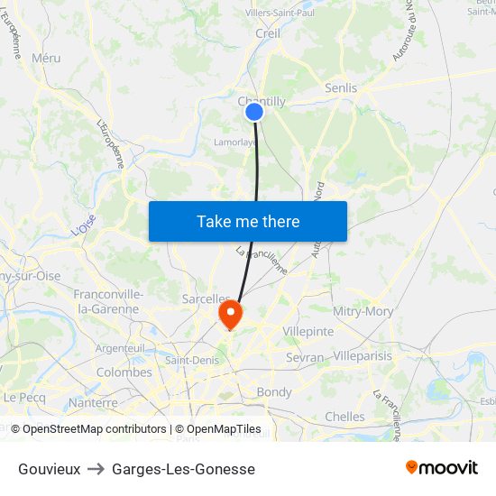 Gouvieux to Garges-Les-Gonesse map