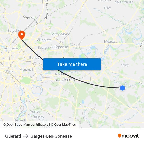 Guerard to Garges-Les-Gonesse map