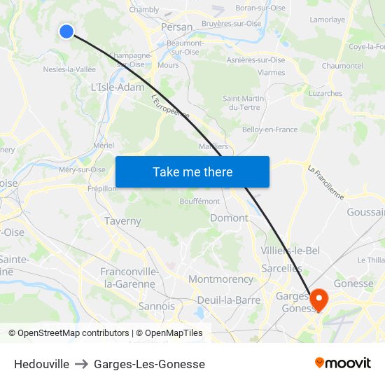 Hedouville to Garges-Les-Gonesse map