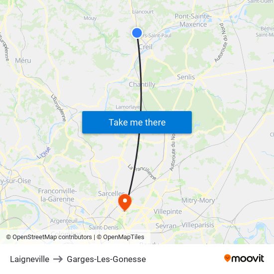 Laigneville to Garges-Les-Gonesse map