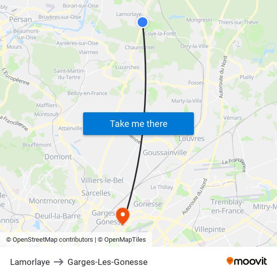 Lamorlaye to Garges-Les-Gonesse map