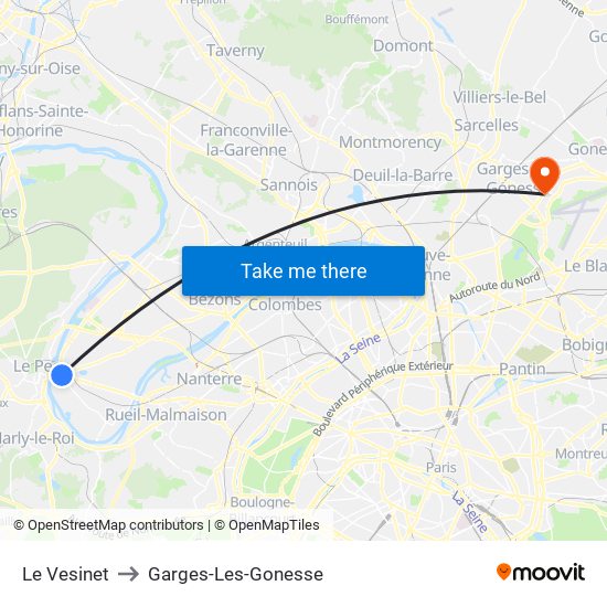Le Vesinet to Garges-Les-Gonesse map