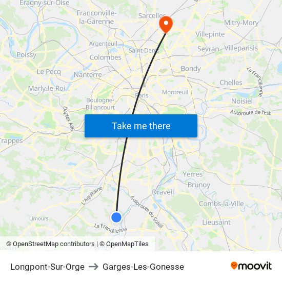 Longpont-Sur-Orge to Garges-Les-Gonesse map