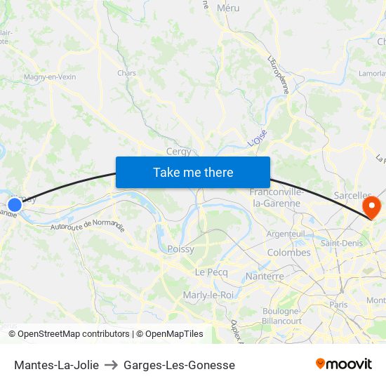 Mantes-La-Jolie to Garges-Les-Gonesse map