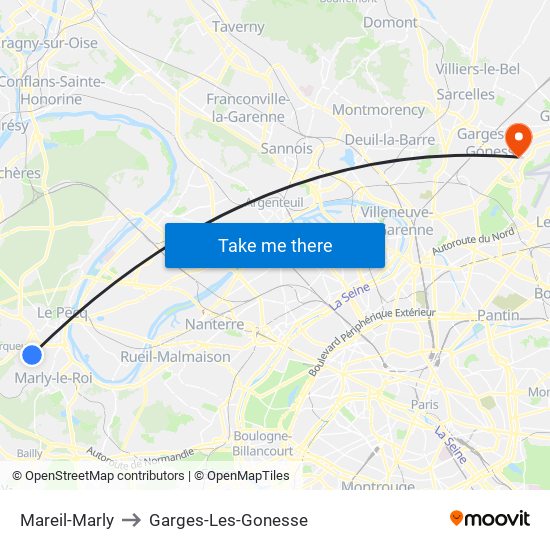Mareil-Marly to Garges-Les-Gonesse map