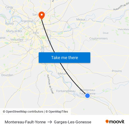 Montereau-Fault-Yonne to Garges-Les-Gonesse map