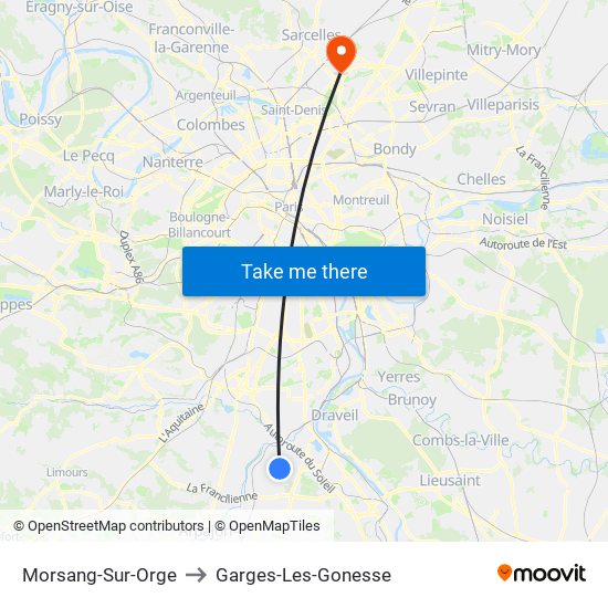 Morsang-Sur-Orge to Garges-Les-Gonesse map