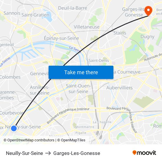 Neuilly-Sur-Seine to Garges-Les-Gonesse map