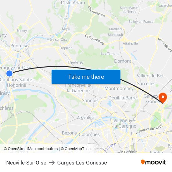 Neuville-Sur-Oise to Garges-Les-Gonesse map