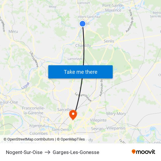 Nogent-Sur-Oise to Garges-Les-Gonesse map