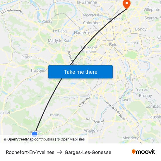 Rochefort-En-Yvelines to Garges-Les-Gonesse map