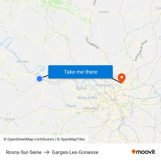 Rosny-Sur-Seine to Garges-Les-Gonesse map