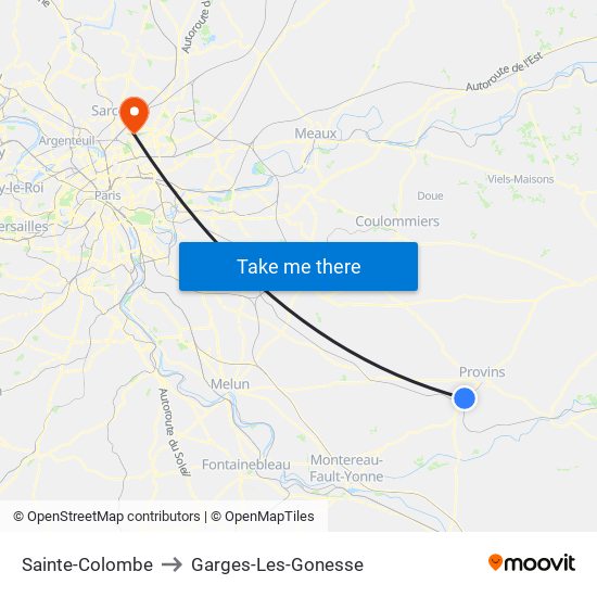 Sainte-Colombe to Garges-Les-Gonesse map