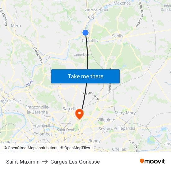 Saint-Maximin to Garges-Les-Gonesse map