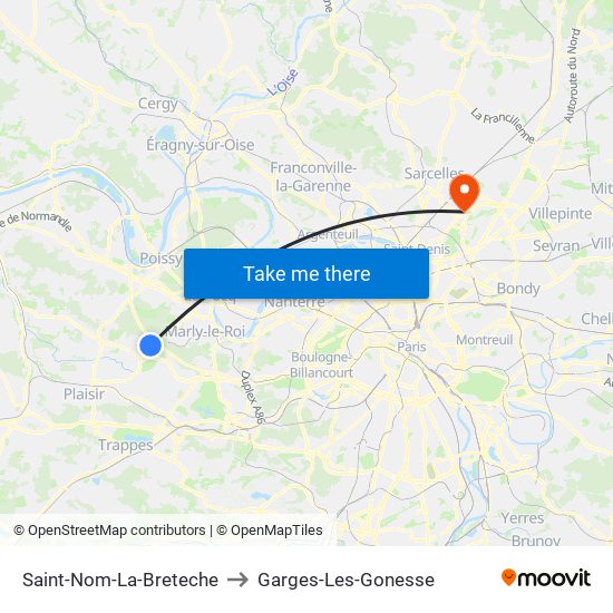 Saint-Nom-La-Breteche to Garges-Les-Gonesse map