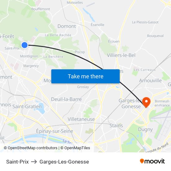 Saint-Prix to Garges-Les-Gonesse map